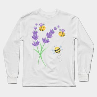 Happy flowers and cute little bees. Long Sleeve T-Shirt